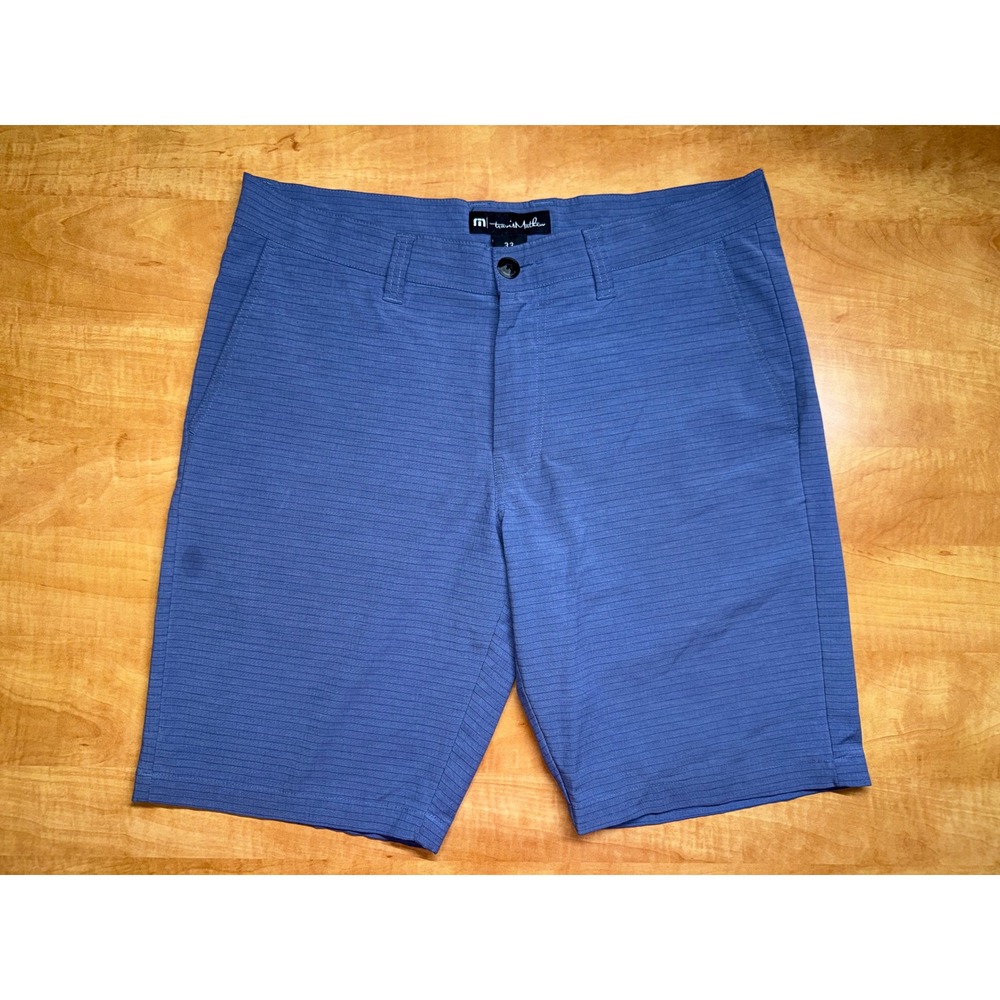TravisMathew Mens Blue Striped Golf Performance Shorts Size 33 Stretch Casual